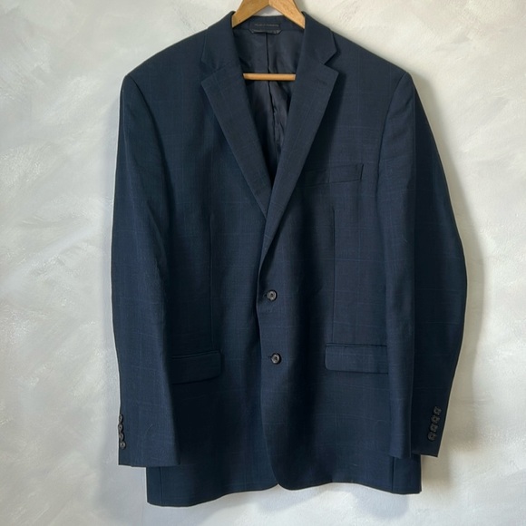 Ralph Lauren 100% wool Classic Fit Suit Jacket Blazer Sports checkered 44L - Picture 1 of 13